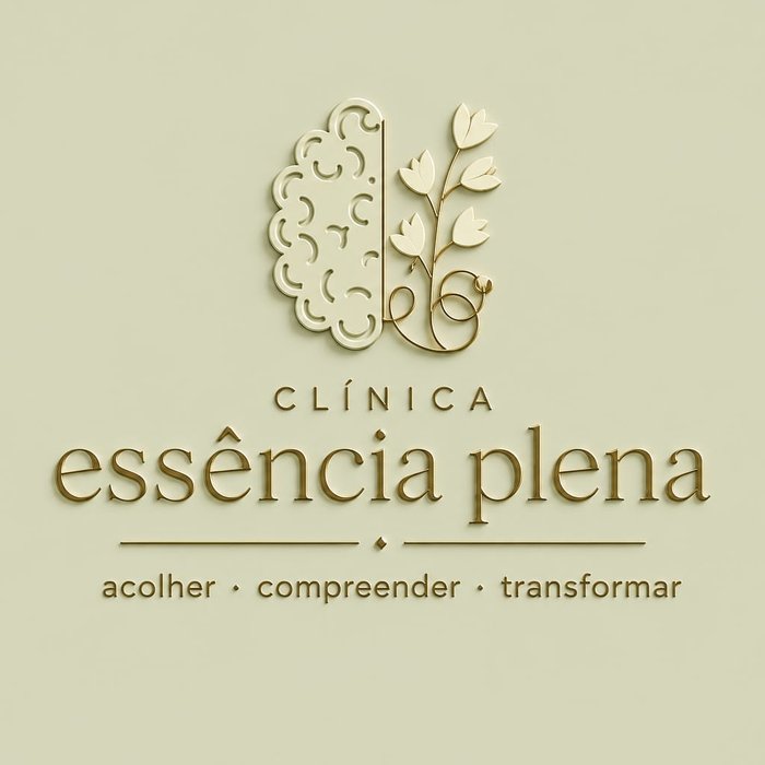 Emblema da Clínica Essência Plena, marca aplicada na parede da recepção